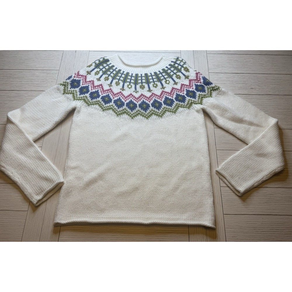 Calvin Klein Jeans Sweater Women's Sz Medium Cream Round Neck Pullover W/ Sequin